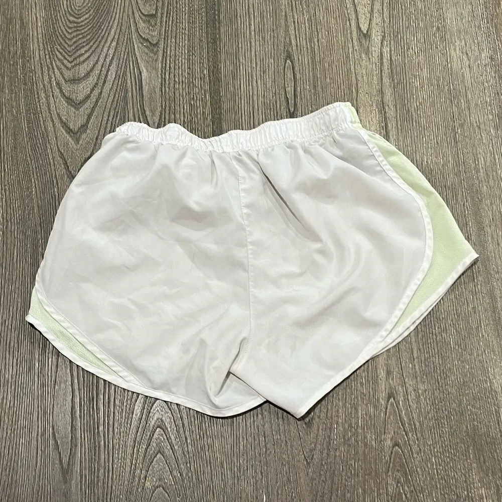 Nike Athletic Tempo Shorts Elastic Waist Pull-On Swoosh Logo White Lime Small